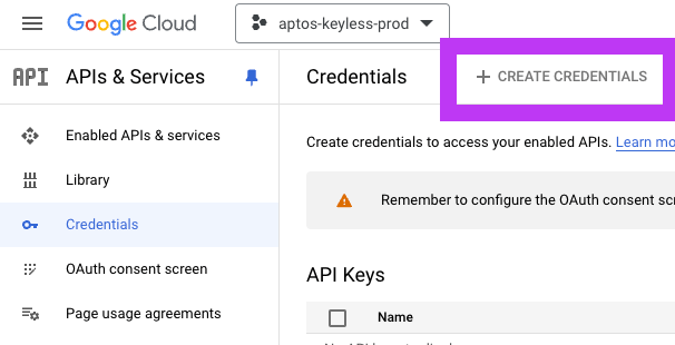 Google create credentials screenshot Google create credentials screenshot